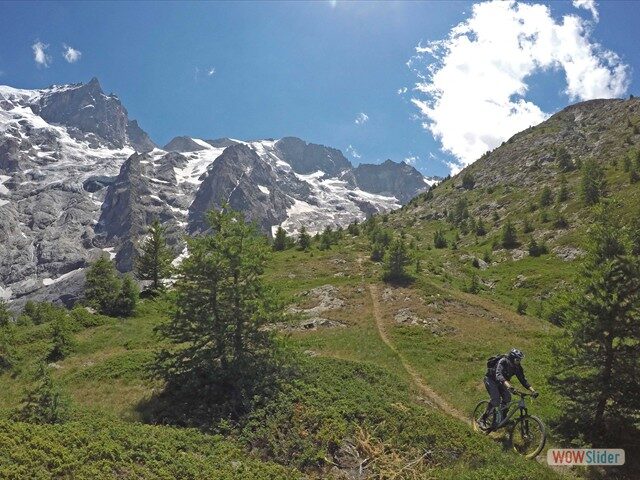 Mountain bikers enjoying the varied Alpine terrain